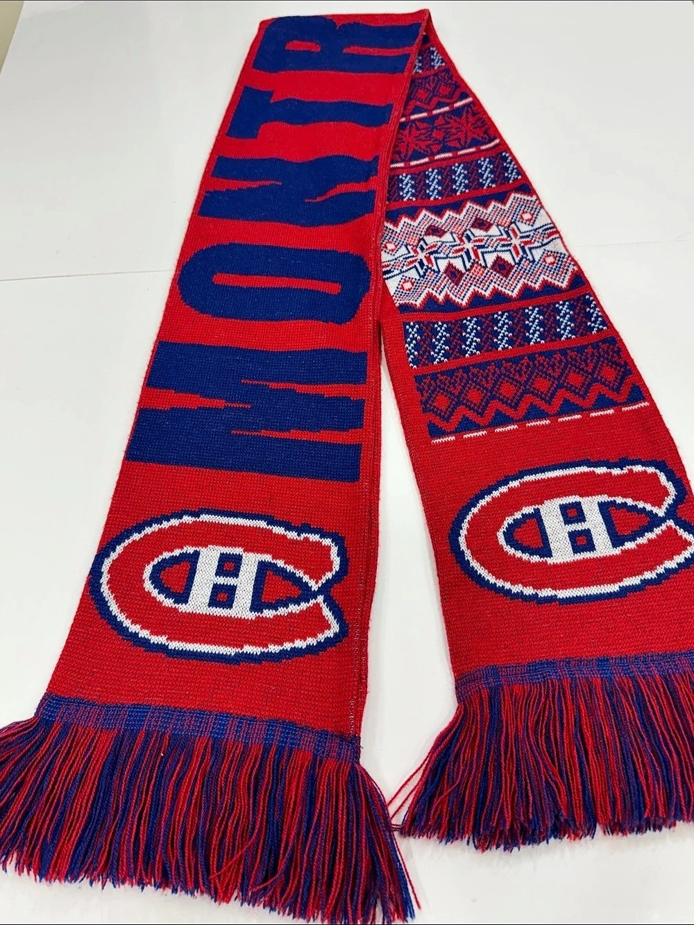 Forever Collectibles Montreal Canadiens NHL Fair Isle Knit Scarf – Red Blue